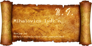 Mihalovics Iván névjegykártya